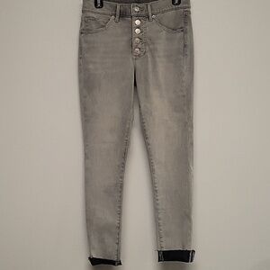 Express Mid-Rise, Skinny, 4-hyper Stretch Gray Jeans